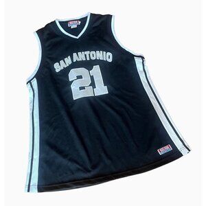 Vintage Retro EB SPORTS San Antonio Spurs 21 Basketball Jersey Black Size Large
